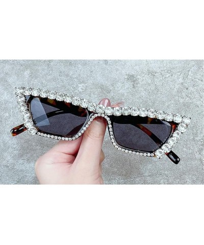 Fashion Rhinestone Small Cat Sunglasses Women Diamond Punk Crystal Sun Glasses Men UV400 Shades 2pcs Black+leopard $9.68 Desi...