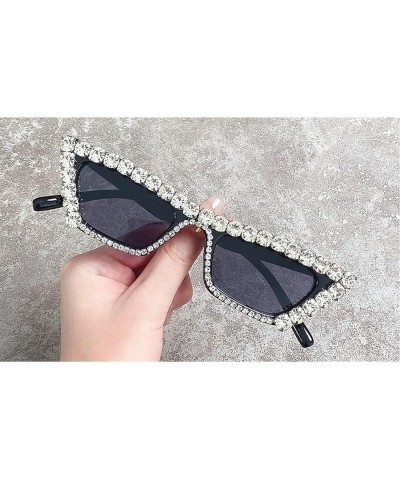 Fashion Rhinestone Small Cat Sunglasses Women Diamond Punk Crystal Sun Glasses Men UV400 Shades 2pcs Black+leopard $9.68 Desi...