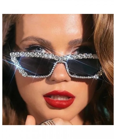 Fashion Rhinestone Small Cat Sunglasses Women Diamond Punk Crystal Sun Glasses Men UV400 Shades 2pcs Black+leopard $9.68 Desi...