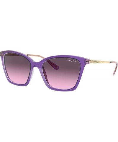 Women's Vo5333s Cat Eye Sunglasses Top Violet/Transparent Grey/Violet Gradient Grey $31.19 Cat Eye