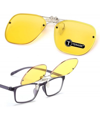 Clip On Sunglasses Flip up HD Polarized Unisex for Outdoor/Driving UV400 16yellow 60*50mm $10.19 Aviator