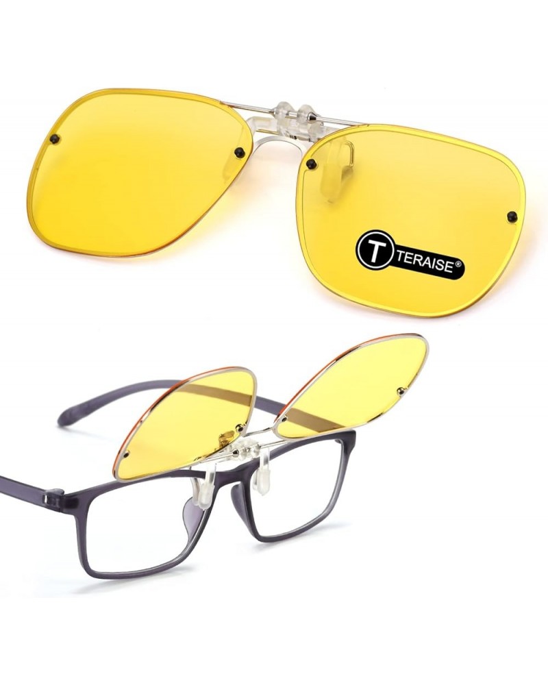 Clip On Sunglasses Flip up HD Polarized Unisex for Outdoor/Driving UV400 16yellow 60*50mm $10.19 Aviator