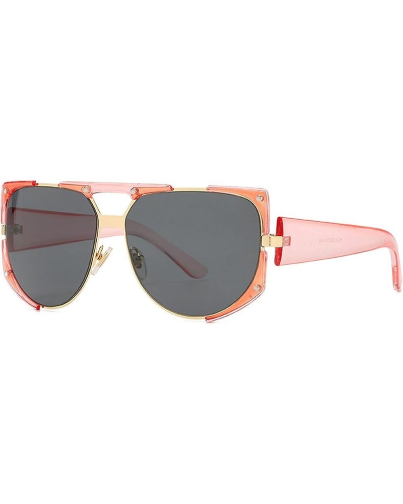 Fashion Men's Punk Shaped Sunglasses Big Frame Retro Trend Ladies Sunglasses Retro Metal Woman Colorful Sunglasses Pink&gray ...