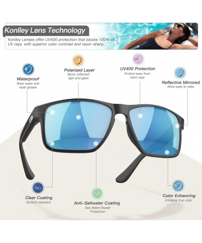 Floating Polarized Sunglasses, Water Sports Sunglasses for Men and Women Matte Black Frame/Ice Blue Mirrored Lens $16.80 Sport