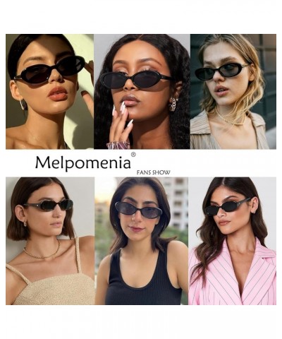 Retro Oval Sunglasses for Women Men Vintage Small Frame Sun Glasses 90s Style Shades A3 Black / Black + Transparent Brown / B...