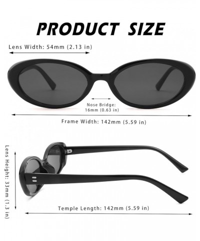 Retro Oval Sunglasses for Women Men Vintage Small Frame Sun Glasses 90s Style Shades A3 Black / Black + Transparent Brown / B...