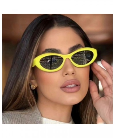 Sunglasses Womens Trend Men Retro Oval Sunnies Fashion Sun Glasses Shades Black+fluorescent Green $11.99 Oval