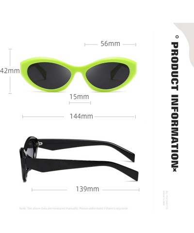 Sunglasses Womens Trend Men Retro Oval Sunnies Fashion Sun Glasses Shades Black+fluorescent Green $11.99 Oval