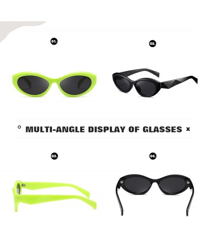 Sunglasses Womens Trend Men Retro Oval Sunnies Fashion Sun Glasses Shades Black+fluorescent Green $11.99 Oval