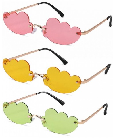 Rimless Cute polarized Sunglasses For Women Trendy Vintage 90s halloween Sunglasses Funny Cloud Shaped Disco party Glasses 3p...