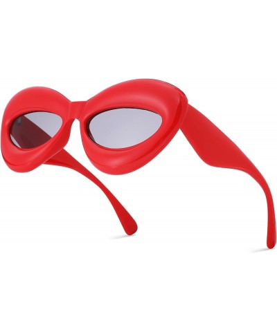 Trendy Lip Y2k Sunglasses for Women Men Fashion Cat Eye Punk Hip Hop Shades A1 Red / Grey $5.49 Rimless