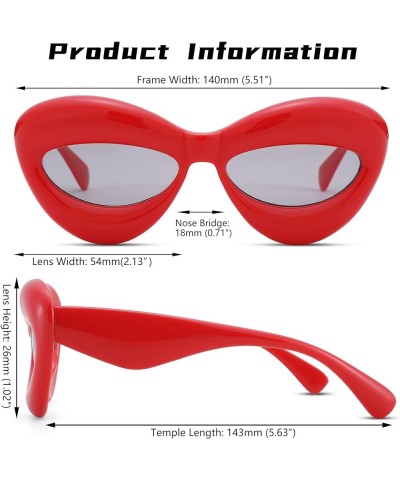 Trendy Lip Y2k Sunglasses for Women Men Fashion Cat Eye Punk Hip Hop Shades A1 Red / Grey $5.49 Rimless