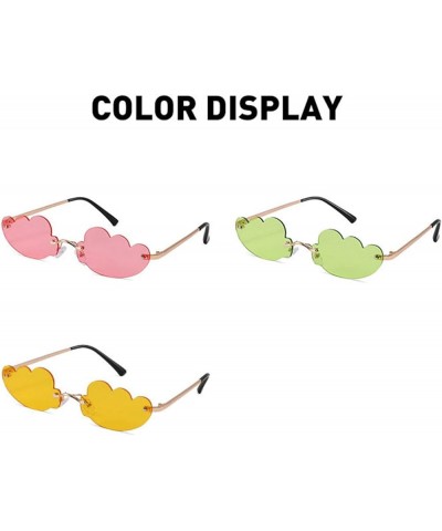 Rimless Cute polarized Sunglasses For Women Trendy Vintage 90s halloween Sunglasses Funny Cloud Shaped Disco party Glasses 3p...