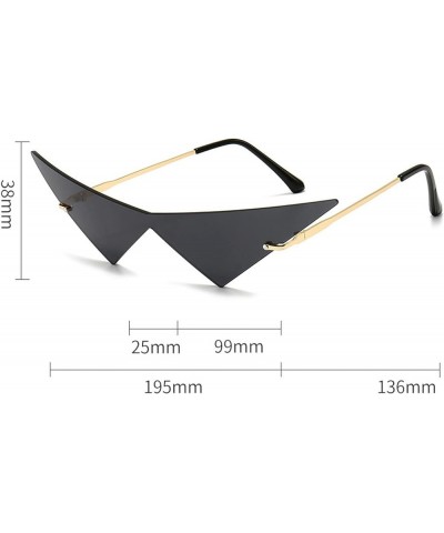 Oversized Triangle One Piece Women Sunglasses Vintage Rimless Eyewear Fashion Men Cat Eye Sun Glasses Shiny Rhinestone Shades...