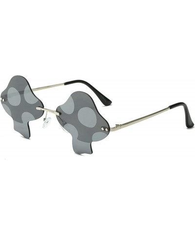 Mushroom Shape Sunglasses for Women men Irregular Rimless Eyewear Retro rave Party halloween Sun Glasses Black $10.27 Rimless