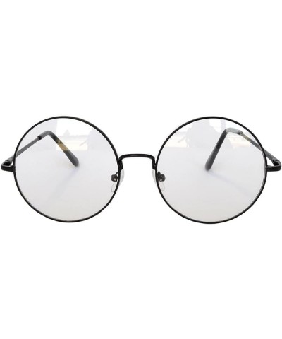 Round Retro Vintage Circle Style Sunglasses Colored Metal Frame Small frame 43 mm and 55 mm 56 Mm Clear Lens / Black $7.78 Round