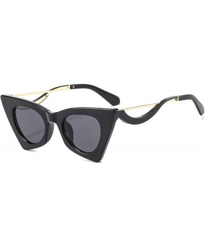 Fashion Unique Cat Eye Women Sunglasses Retro Colorful Eyewear Shades UV400 Men Candy Color Trending Glasses Frame Black $11....