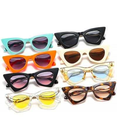 Fashion Unique Cat Eye Women Sunglasses Retro Colorful Eyewear Shades UV400 Men Candy Color Trending Glasses Frame Black $11....