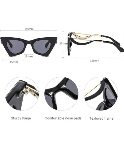 Fashion Unique Cat Eye Women Sunglasses Retro Colorful Eyewear Shades UV400 Men Candy Color Trending Glasses Frame Black $11....