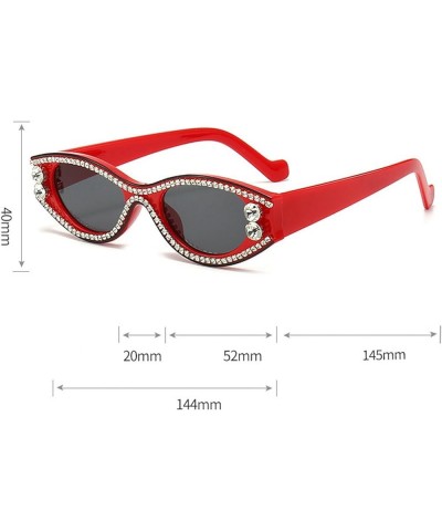 2023 Fashion Women Sunglasses Rhinestone Crystal Small Oval Frame Rapper Hiphop Cat Sun Glasses Men White $11.01 Oval