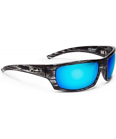 The Mack - Polarized Poly Lens Fishing Sunglasses Silverwood - Blue Mirror $69.30 Wayfarer