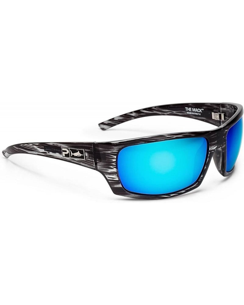 The Mack - Polarized Poly Lens Fishing Sunglasses Silverwood - Blue Mirror $69.30 Wayfarer