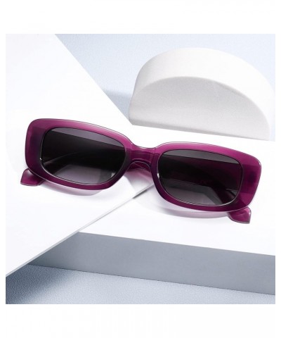 Rectangle Sunglasses for Women Men Trendy Retro Fashion Sun Glasses 90's Vintage UV 400 Protection Square Frame K1200 Purple ...