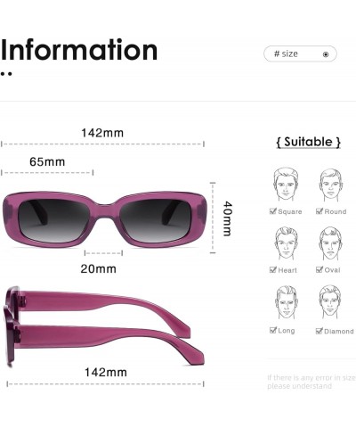 Rectangle Sunglasses for Women Men Trendy Retro Fashion Sun Glasses 90's Vintage UV 400 Protection Square Frame K1200 Purple ...