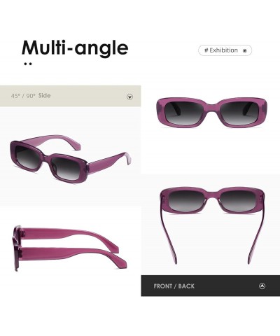 Rectangle Sunglasses for Women Men Trendy Retro Fashion Sun Glasses 90's Vintage UV 400 Protection Square Frame K1200 Purple ...