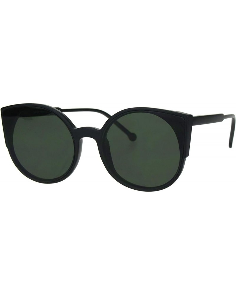 Womens Round Cateye Sunglasses Trendy Retro Fashion Shades UV 400 Matte Black (Dark Green) $8.29 Cat Eye