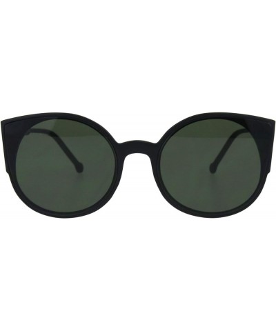 Womens Round Cateye Sunglasses Trendy Retro Fashion Shades UV 400 Matte Black (Dark Green) $8.29 Cat Eye