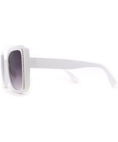 Subtle Rhinestone Jewel Chain Trim Rectangle Mod Butterfly Sunglasses White / Smoke $10.99 Butterfly