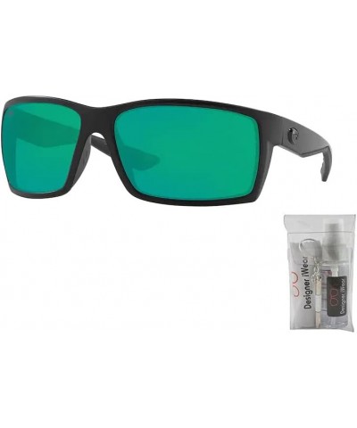 mens Reefton Rectangle Sunglasses With Designer iWear Eyewear Care Kit 01 Blackout / Green Mirror 580g Plastic Polarized $63....