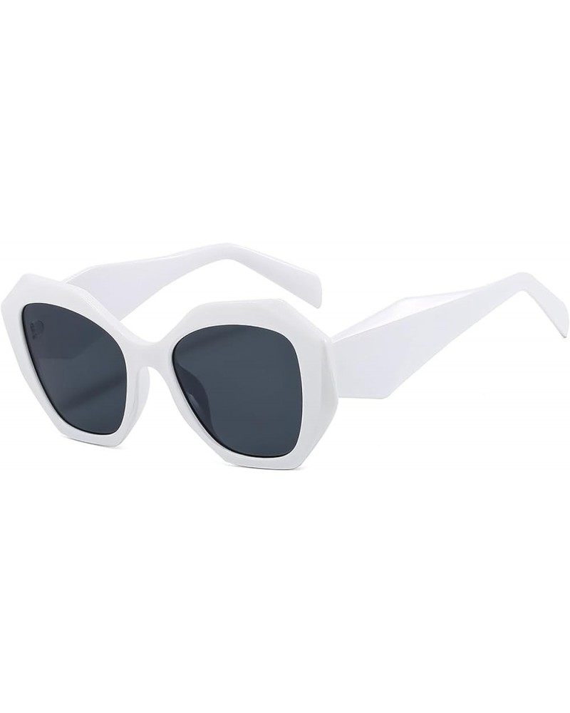 Trendy Sunglasses for Women Men Retro Polygon Designer Inspired Sun Glasses Hexagonal Shades White $10.79 Oversized