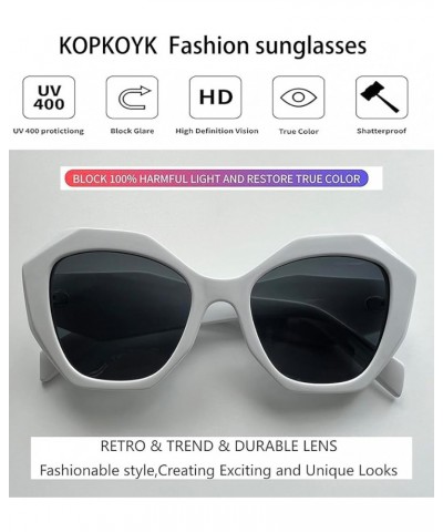 Trendy Sunglasses for Women Men Retro Polygon Designer Inspired Sun Glasses Hexagonal Shades White $10.79 Oversized