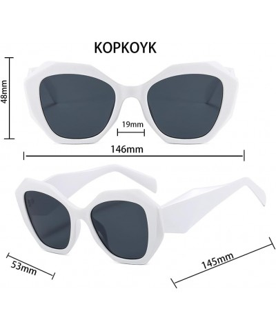 Trendy Sunglasses for Women Men Retro Polygon Designer Inspired Sun Glasses Hexagonal Shades White $10.79 Oversized