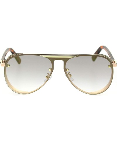 Hip Hop Side Visor Mob Luxury Shield Racer Sunglasses Gold Tortoise Light Gold Mirror $9.98 Shield