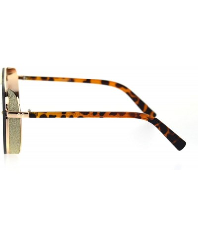 Hip Hop Side Visor Mob Luxury Shield Racer Sunglasses Gold Tortoise Light Gold Mirror $9.98 Shield