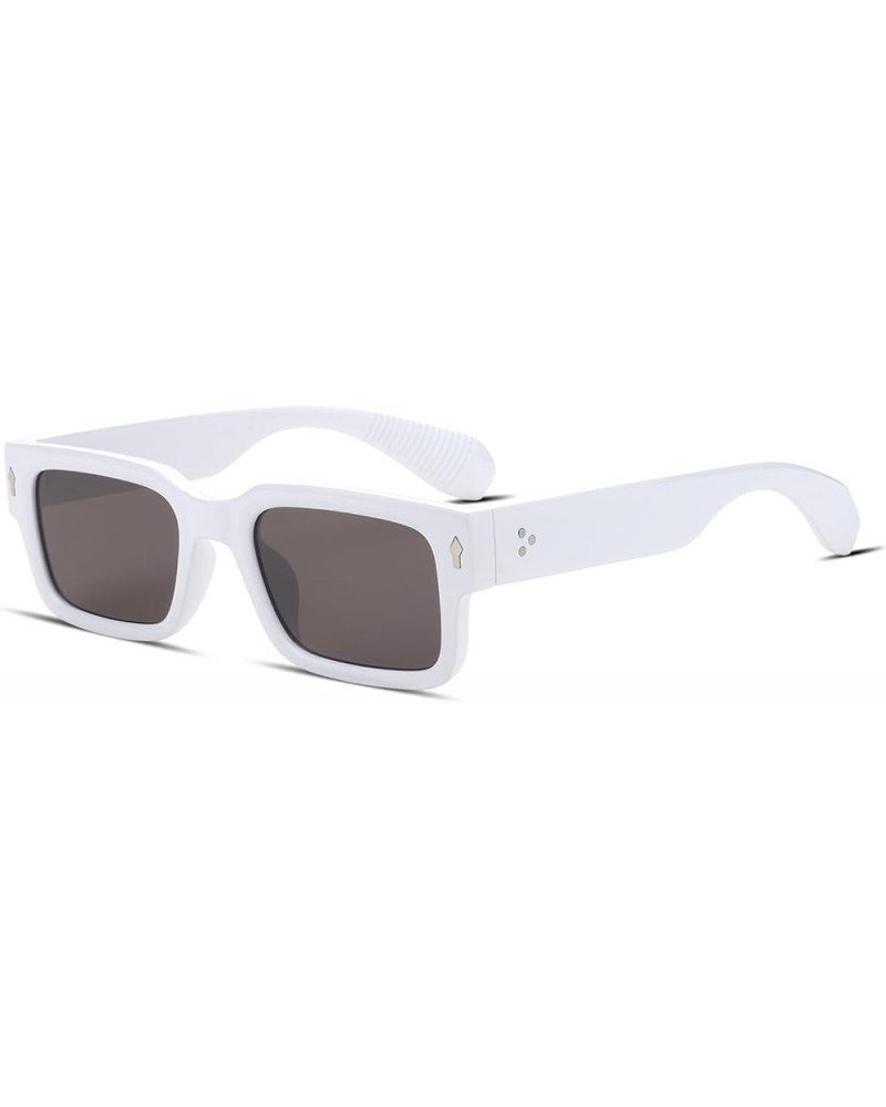 Retro Square Sunglasses for Men Women Fashion Rectangle Sun Glasses Black Shades White $11.59 Square