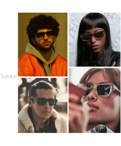 Retro Square Sunglasses for Men Women Fashion Rectangle Sun Glasses Black Shades White $11.59 Square