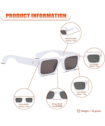 Retro Square Sunglasses for Men Women Fashion Rectangle Sun Glasses Black Shades White $11.59 Square