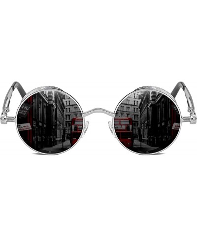 Gothic Steampunk Round Polarized UV400 Protection Sunglasses Unisex Street Outdoor Silver Frame/Grey Lens(not Mirrored) $10.2...