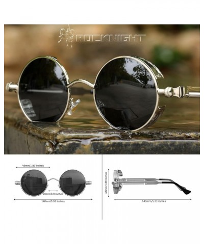 Gothic Steampunk Round Polarized UV400 Protection Sunglasses Unisex Street Outdoor Silver Frame/Grey Lens(not Mirrored) $10.2...