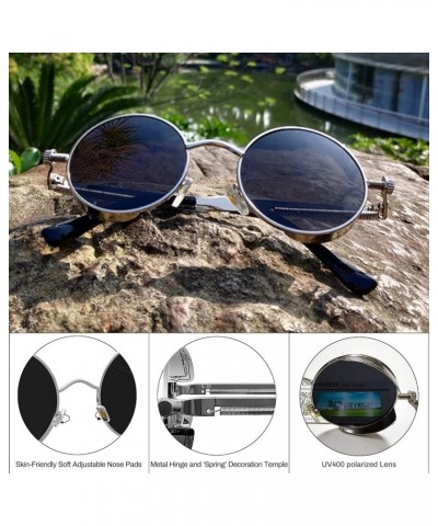 Gothic Steampunk Round Polarized UV400 Protection Sunglasses Unisex Street Outdoor Silver Frame/Grey Lens(not Mirrored) $10.2...