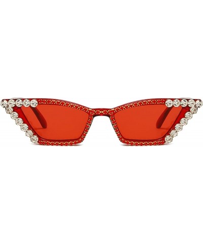 Diamond Cat Eye Sunglasses Women Fashion Luxury bling Rhinestones Sun Glasses Female Trendy 90s Carnival Party Eyewear Red $9...