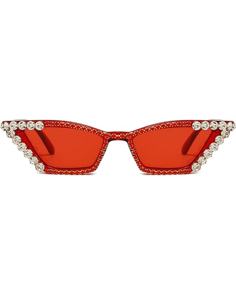 Diamond Cat Eye Sunglasses Women Fashion Luxury bling Rhinestones Sun Glasses Female Trendy 90s Carnival Party Eyewear Red $9...