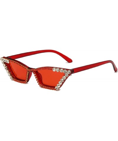 Diamond Cat Eye Sunglasses Women Fashion Luxury bling Rhinestones Sun Glasses Female Trendy 90s Carnival Party Eyewear Red $9...