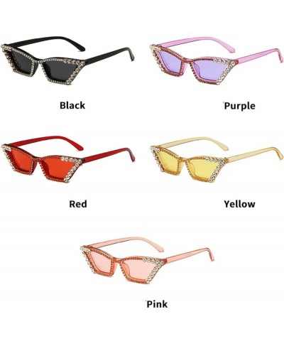 Diamond Cat Eye Sunglasses Women Fashion Luxury bling Rhinestones Sun Glasses Female Trendy 90s Carnival Party Eyewear Red $9...