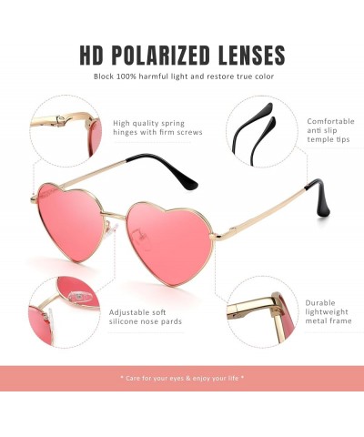 Polarized Heart Sunglasses for Women Men - Cute Trendy Sun Glasses Metal Frame UV400 Protection Lens A4 Gold/Black $11.72 Avi...