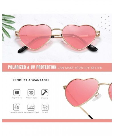 Polarized Heart Sunglasses for Women Men - Cute Trendy Sun Glasses Metal Frame UV400 Protection Lens A4 Gold/Black $11.72 Avi...